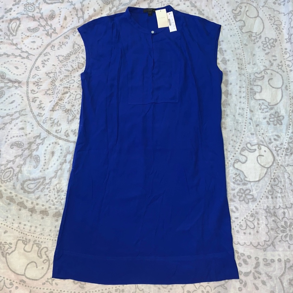 NWT J Crew Easy Tunic Dress Bright Ocean Sz M H7595